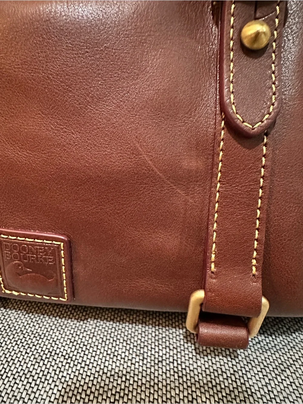 Dooney & Bourke Florentine Large Satchel Chestnut Leather Crossbody EUC